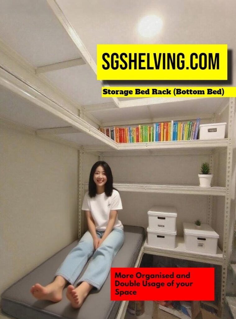 Boltless Rack SG, Storeroom Rack, Storage Rack, Shelving Bed Rack storage-bed-rack-with-lady-on-the-bottom-bed-759x1024 Customizing Storage Bed Racks