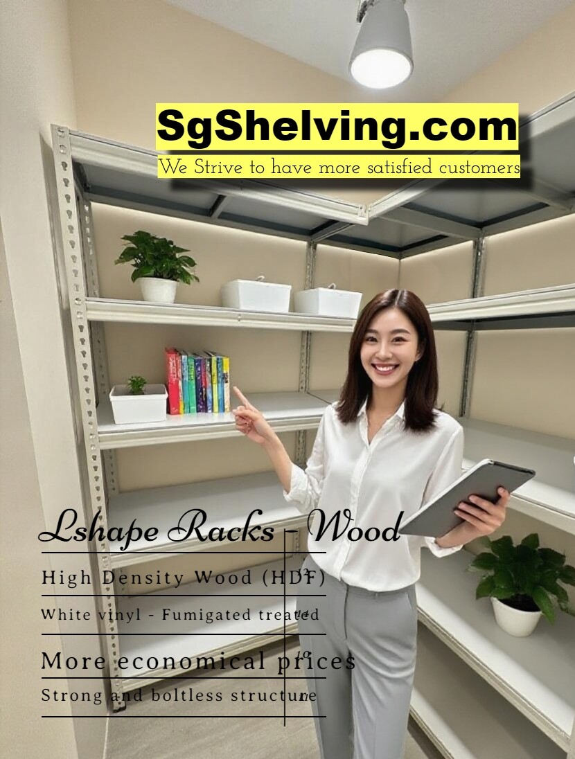 Boltless Rack SG, Storeroom Rack, Storage Rack, Shelving Bed Rack Lshape-wood-shelving-with-satisfied-client Residential Racks  