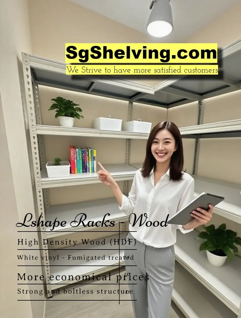 Boltless Rack SG, Storeroom Rack, Storage Rack, Shelving Bed Rack Lshape-wood-shelving-with-satisfied-client Residential Racks  