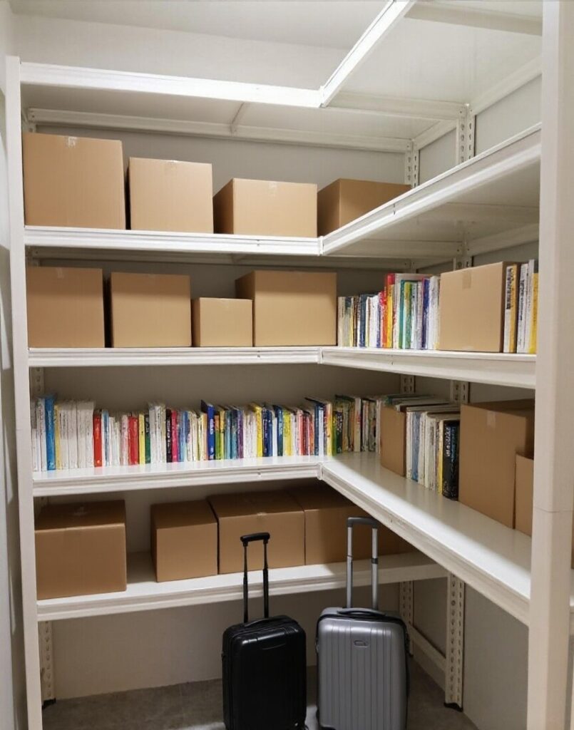 Boltless Rack SG, Storeroom Rack, Storage Rack, Shelving Bed Rack lshape-storage-racks-with-boxes-and-books-805x1024 Shelving Tips